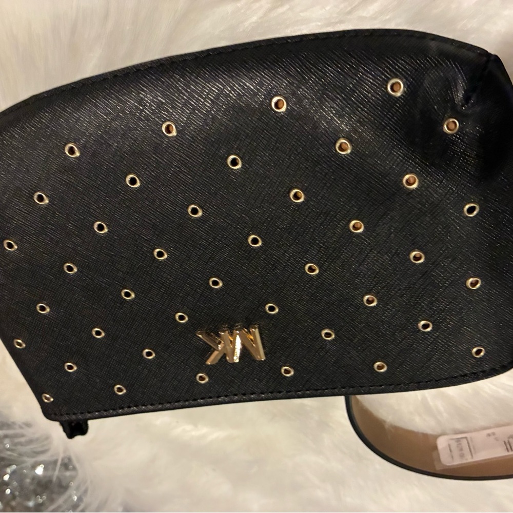 Michael Kors Black Crossbody with Gold Grommet Detailing